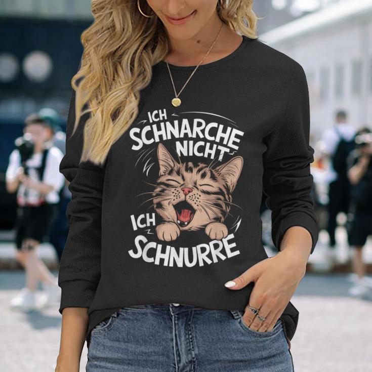 Ich Schnarche Nicht Ich Schnurre Katzen German Langarmshirts Geschenke für Sie