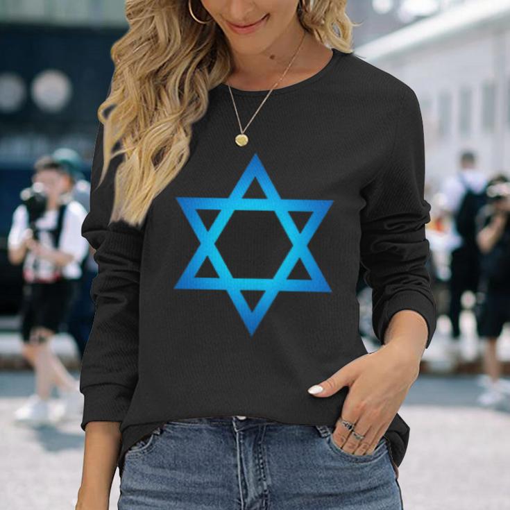 Israel Flag Small Star Of David Judaism Hexagram Symbol Langarmshirts Geschenke für Sie