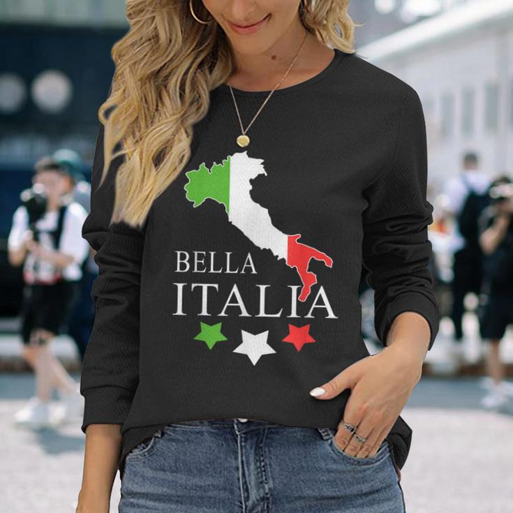 Italia Bella Italia With Italian Map Italy Langarmshirts Geschenke für Sie