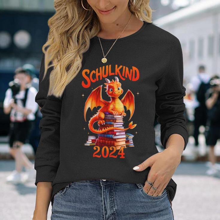 Kinder Schulkind 2024 Drache Bücher Jungen First Day At School Langarmshirts Geschenke für Sie