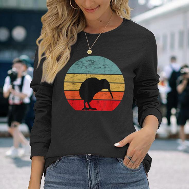 Kiwi Bird Retrointage Sunset New Zealand Animals Kiwi Bird S Langarmshirts Geschenke für Sie