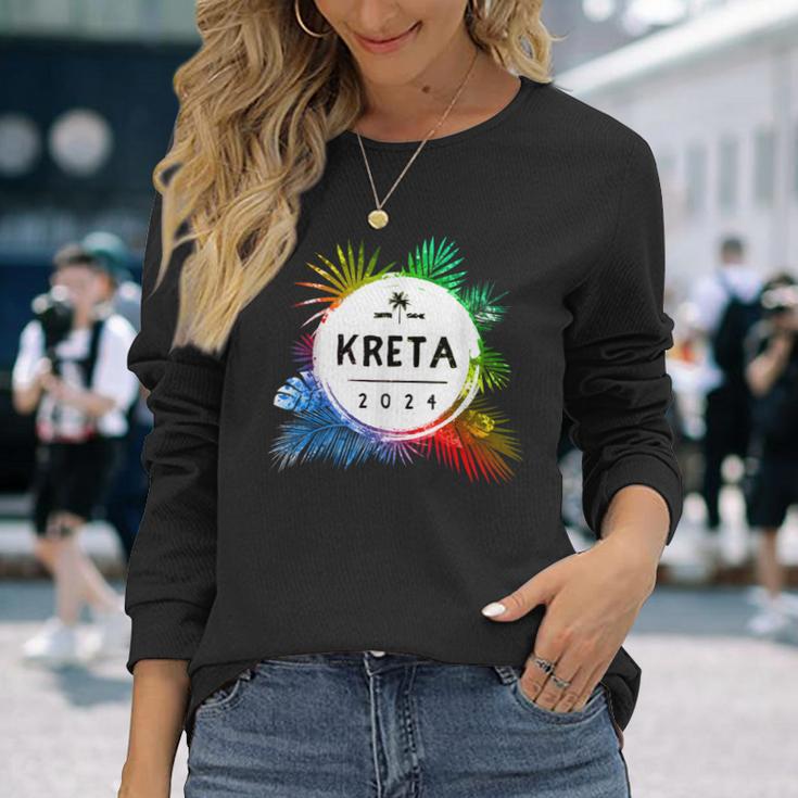 Kreta 2024 Colourful Travel Quote Langarmshirts Geschenke für Sie