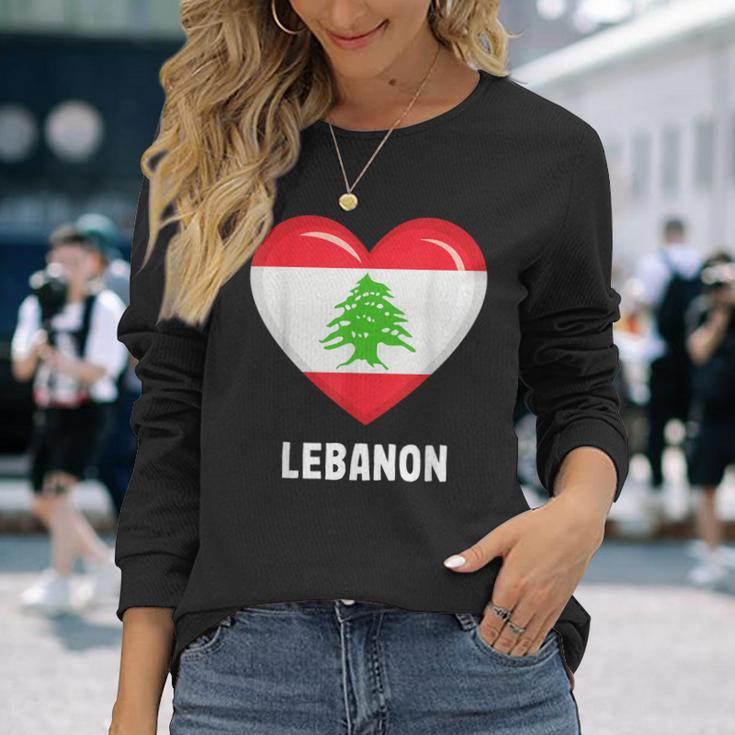 Libanon Flag Lebanese Langarmshirts Geschenke für Sie