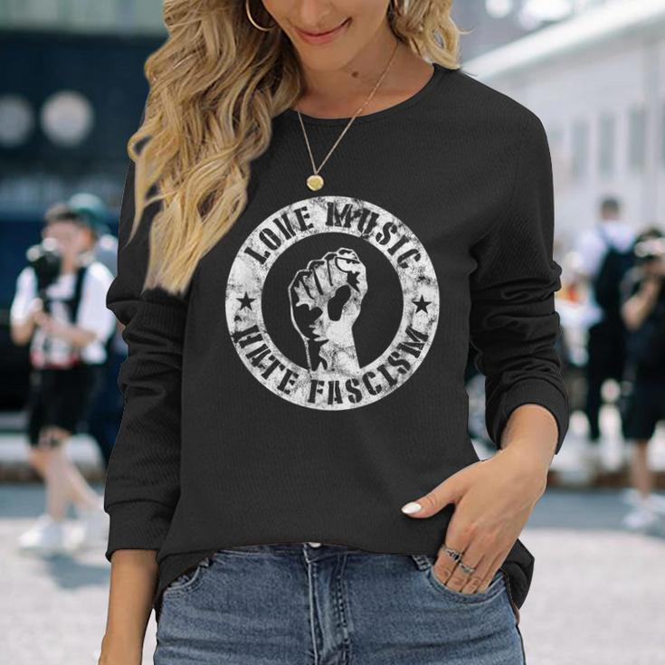 Love Music Hate Fascism Gegen S Gegen Rechts Langarmshirts Geschenke für Sie