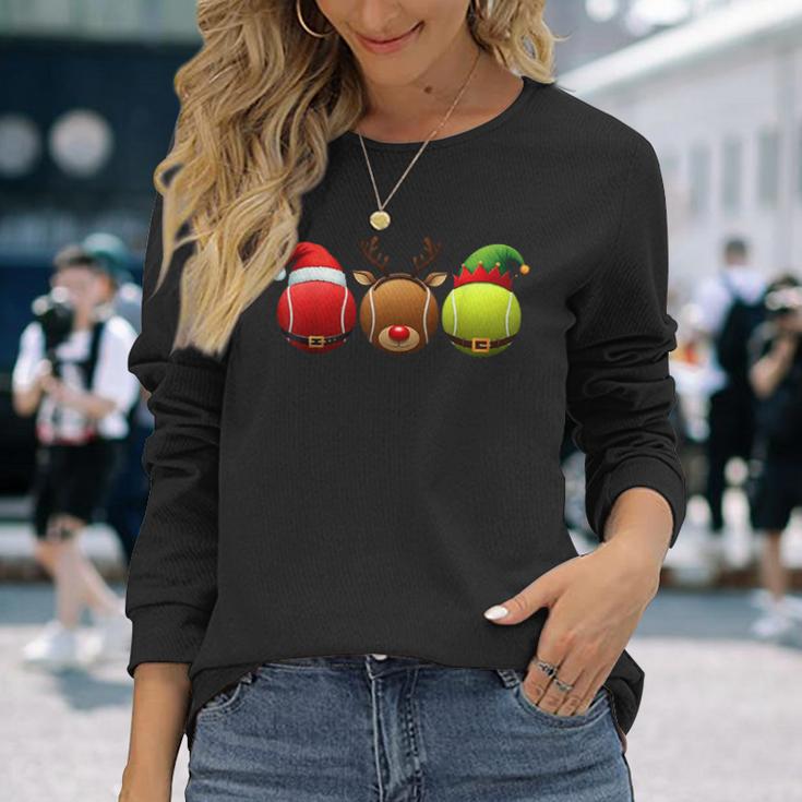 Lustiges Weihnachtsmann Rentier Elf Tennis Weihnachten Damen Herren Kinder Langarmshirts Geschenke für Sie