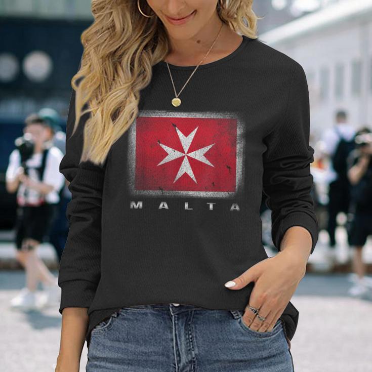 Maltese Cross Flag Malta Langarmshirts Geschenke für Sie