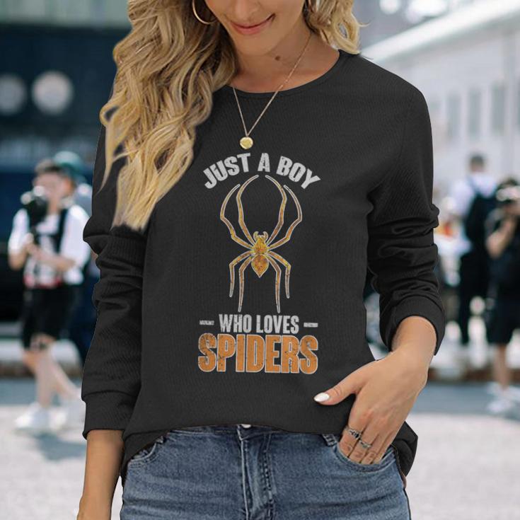 Nur Ein Junge Der Spinnen Liebt Arachnide Spider Langarmshirts Geschenke für Sie