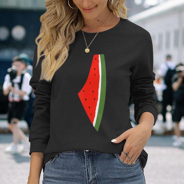 Palestine Watermelon Watermelon Palestine Map Langarmshirts Geschenke für Sie