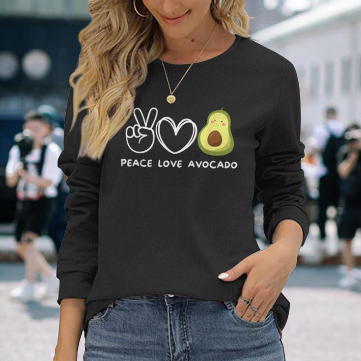 Peace Love Avocado Retro Avocado Lover Fruit Lover Langarmshirts Geschenke für Sie