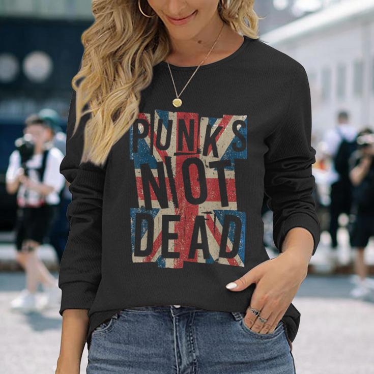 Punk Not Deadintage Uk London Flag Punk Is Not Dead Langarmshirts Geschenke für Sie