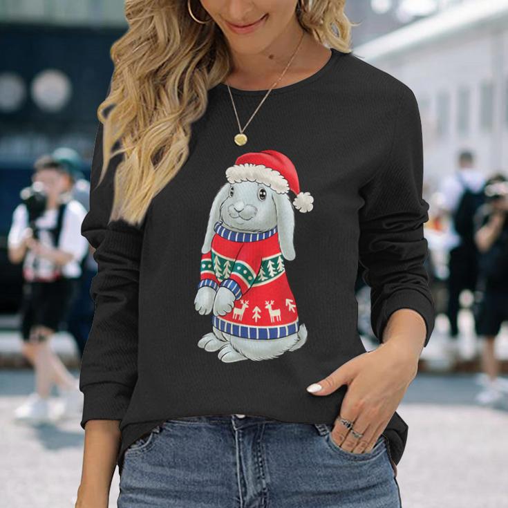 Rabbit Hat Hoppy Christmas Rabbit Christmas Langarmshirts Geschenke für Sie