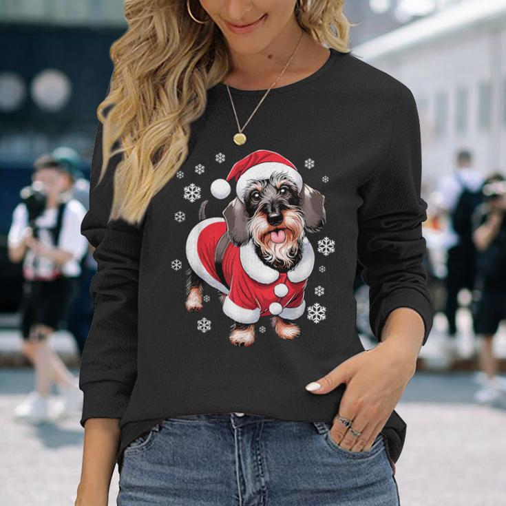 Rauhaardackel Dog Christmas Langarmshirts Geschenke für Sie