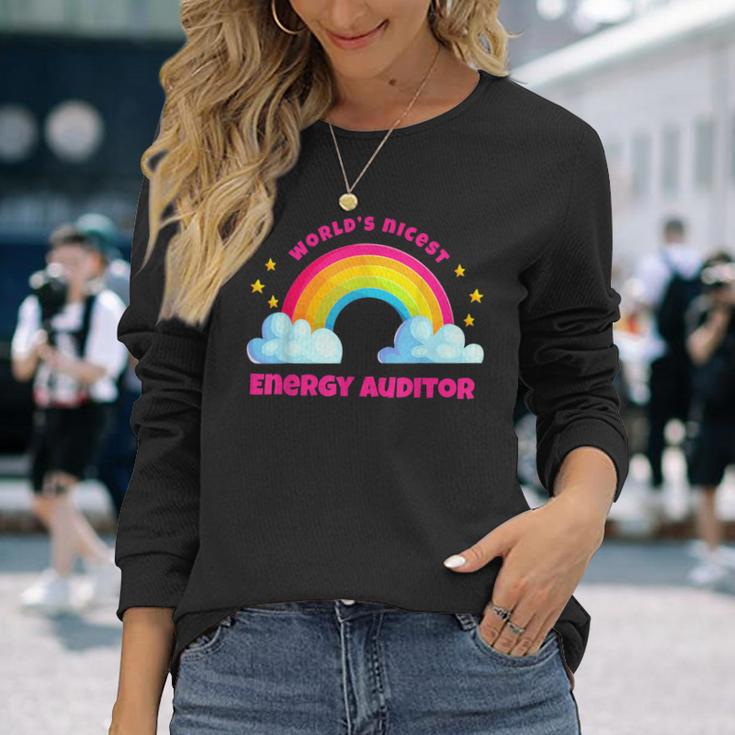 Regenbogen Retro World's Netteste Energie Auditor Langarmshirts Geschenke für Sie