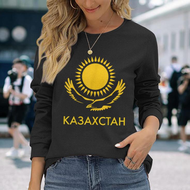 Republic Of Kazakhstan Qazaqstan Kazakhstan Kazakh Flag Langarmshirts Geschenke für Sie