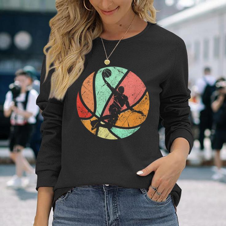 Retro Basketball Player Dunk Silhouette Langarmshirts Geschenke für Sie