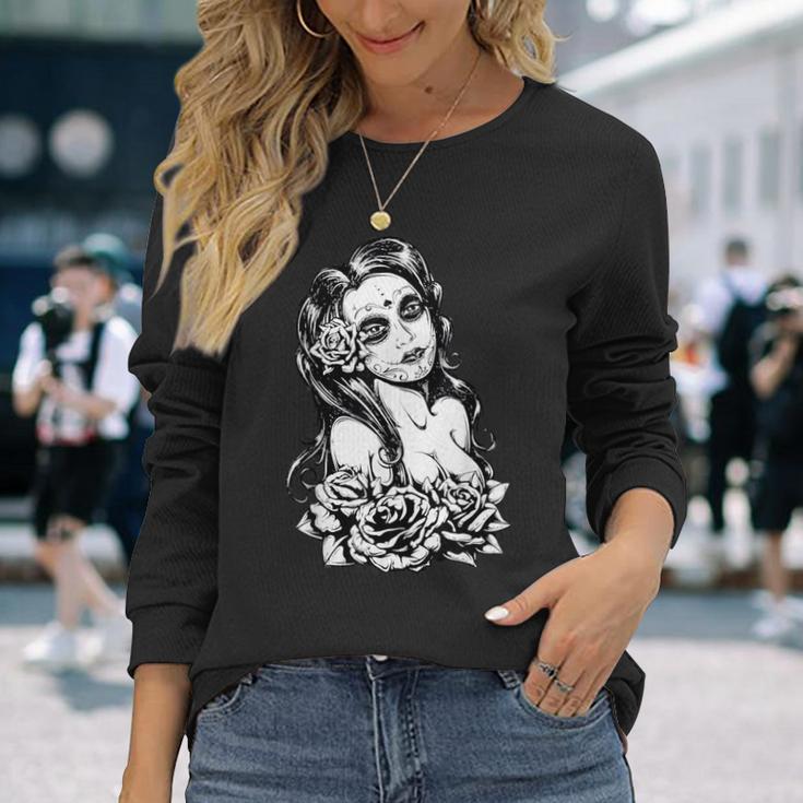 Retro Catrina I Retro Dia De Muertos I La Santísima Muerte Langarmshirts Geschenke für Sie