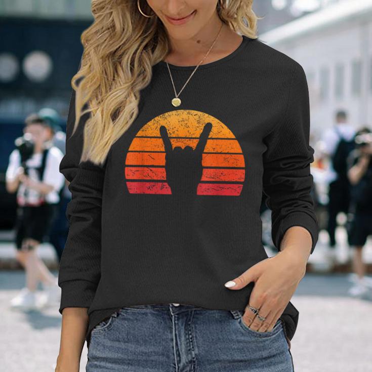 Retro Sun Rock Hand Punk Rocker Music Festival S Langarmshirts Geschenke für Sie