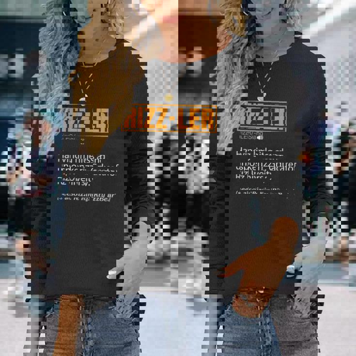 Rizzler Definition Meme Quote Gen Z Rizz Up Long Sleeve T-Shirt - Seseable