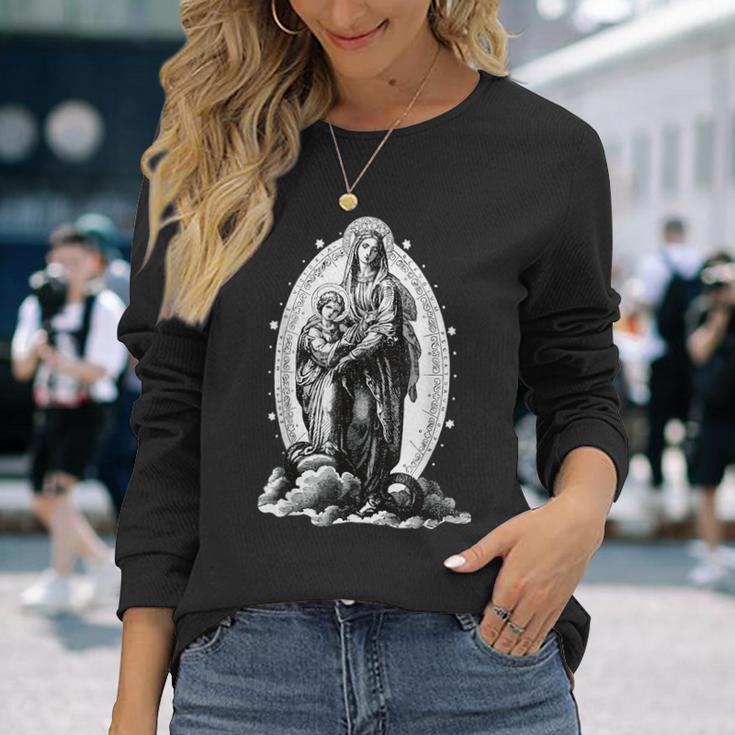 Sancta Mariaictoriaierge Marie Catholique T-shirt à manches longues Cadeaux pour elle