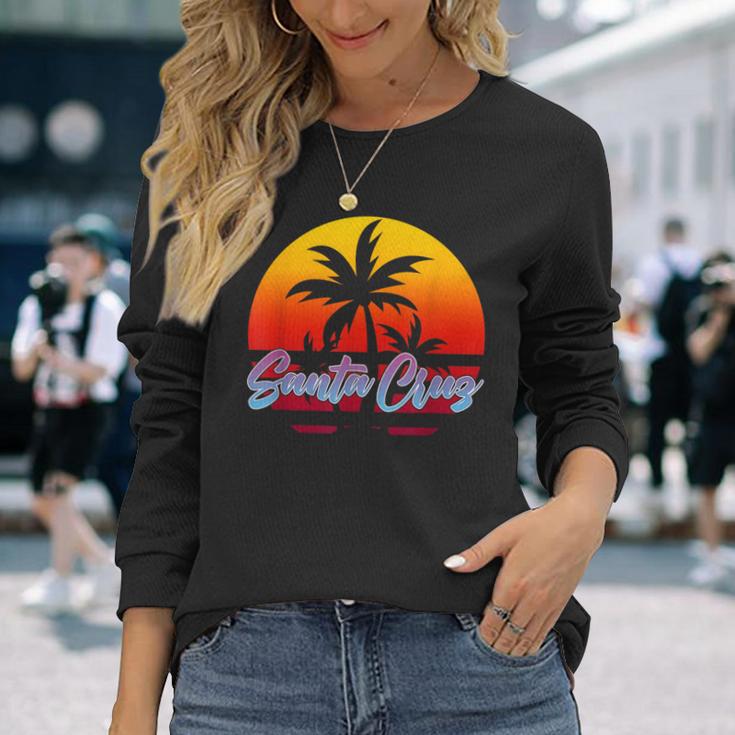 Santa Cruz Ca California Retro Sunset Langarmshirts Geschenke für Sie