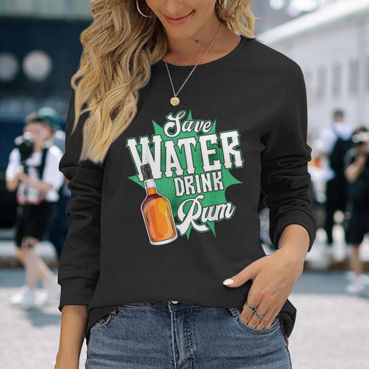 Save Water Drink Rum Langarmshirts Geschenke für Sie