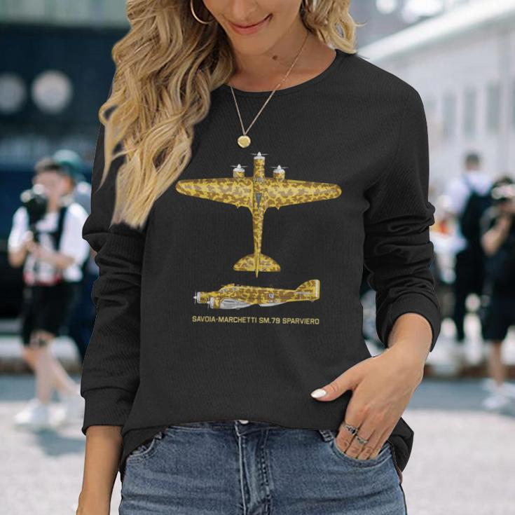 Savoia-Marchetti Sm79 Sparviero Ww2 Italiano Camiseta de manga larga Regalos para ella