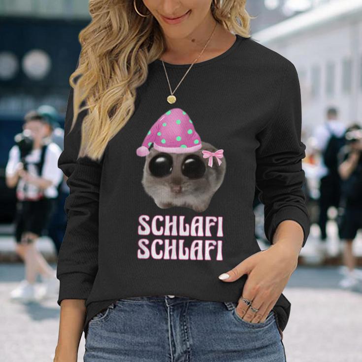 Schlafi Schlafi Sad Hamster Hamstie Meme Sleep Langarmshirts Geschenke für Sie