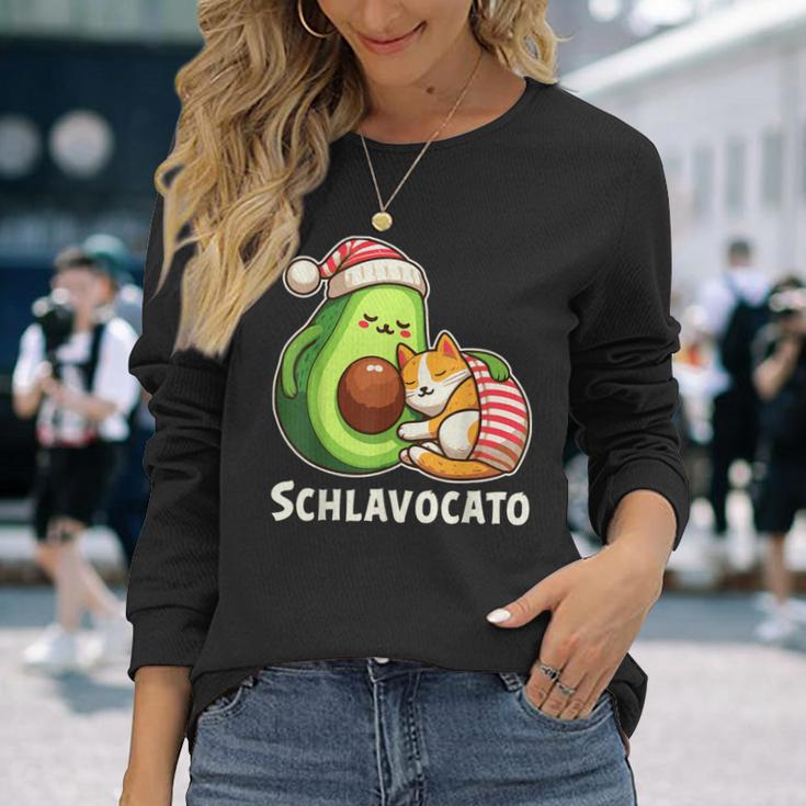 Schlavocato Official Sleep Pyjamas Sleep Avocado Cat Langarmshirts Geschenke für Sie