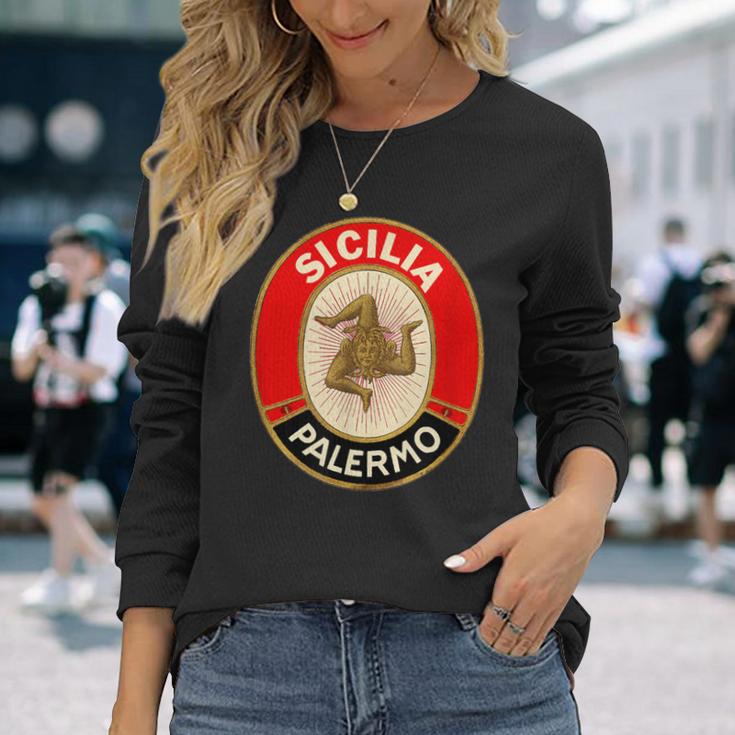 Sicilia Palermo Sicily Italian Sicilian Langarmshirts Geschenke für Sie