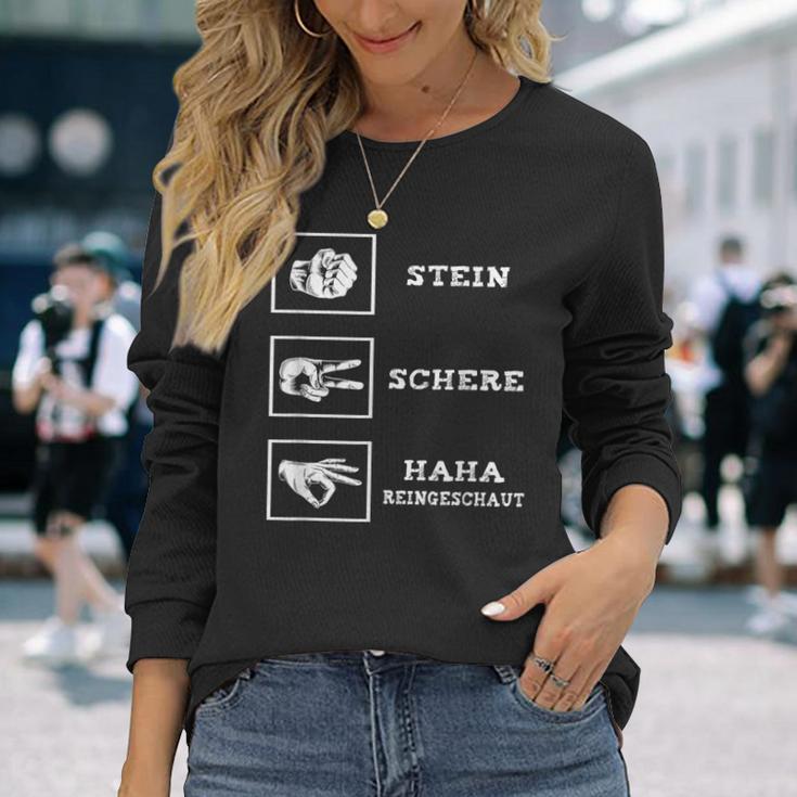 Stone Scissors Paper Haha Reingeguck Reingeschaut Langarmshirts Geschenke für Sie