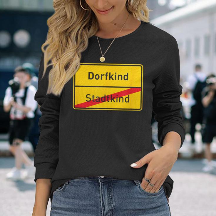 Village Sign Dorfkind Stadtkind Langarmshirts Geschenke für Sie