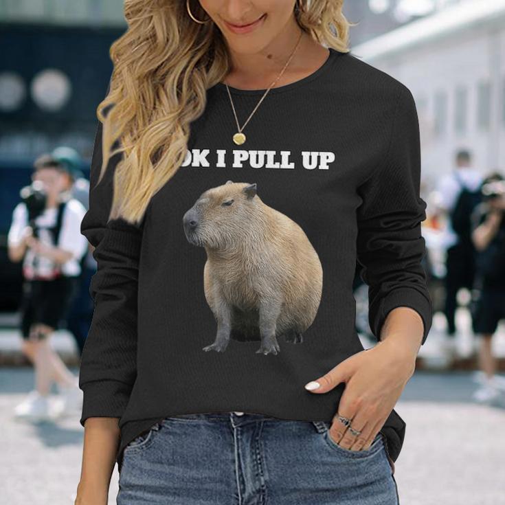 Vintage Ok I Pull Up Capybara Langarmshirts Geschenke für Sie