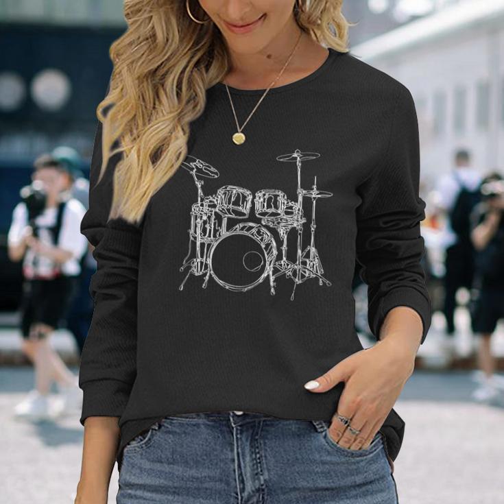 Vintage Rock Music Drummer Drum Kit Drummer Langarmshirts Geschenke für Sie