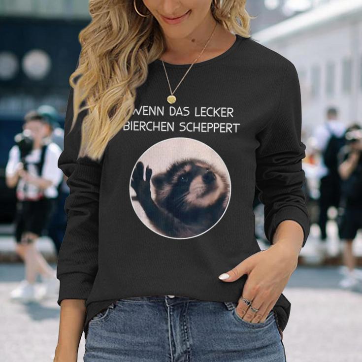 Wenn Das Lecker Bierchen Scheppert X Pedro Raccoon Meme Langarmshirts Geschenke für Sie