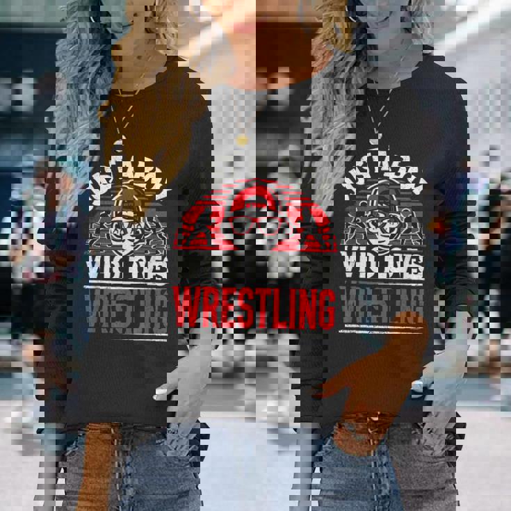 Wrestling Solo Un Ragazzo Che Ama Il Wrestling Ragazzi E Bambini Maglietta a maniche lunghe Regalos para ella