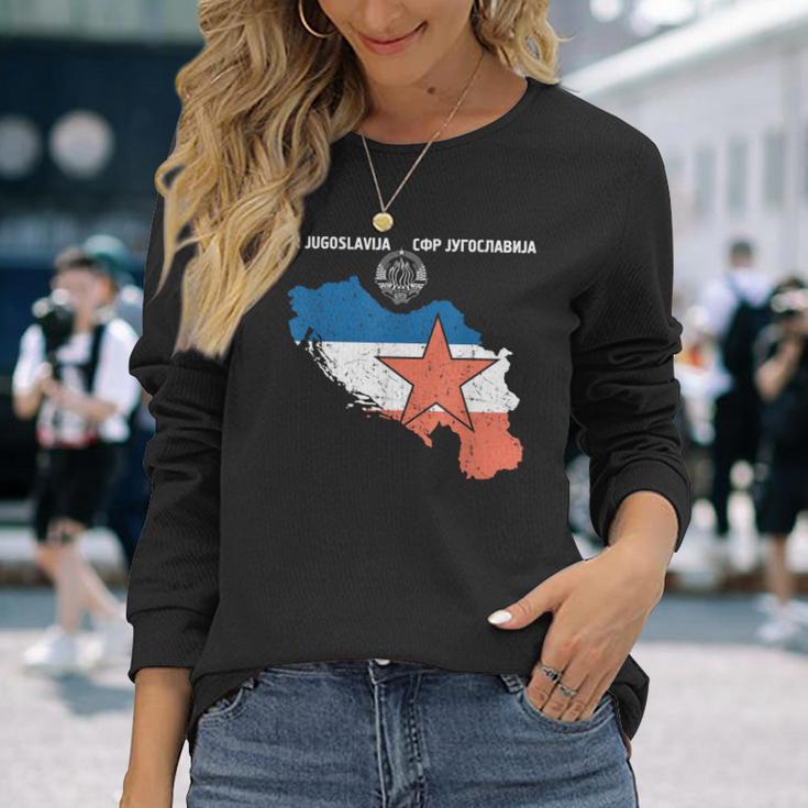 Yugoslavija Flag Balkan Sfrj Yugoslavia Langarmshirts Geschenke für Sie