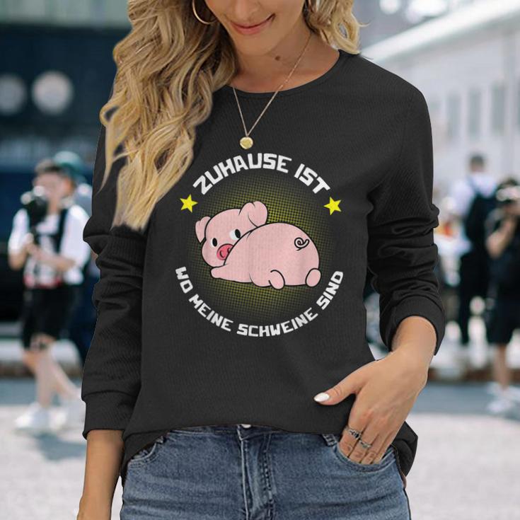 Zuhause Ist Wo Meine Schweine Sind Für Bauern & Farmers Langarmshirts Geschenke für Sie