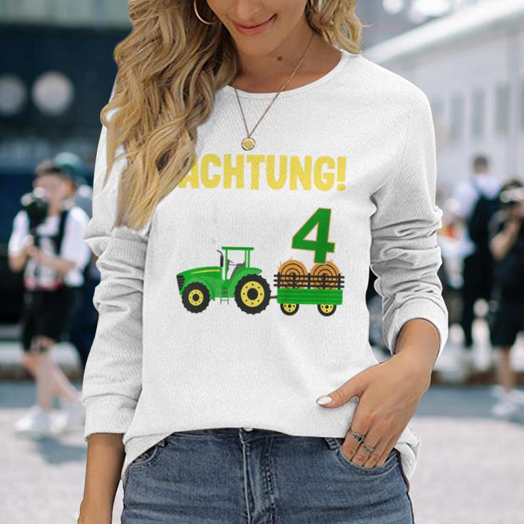 Children's 4Th Birthday Achtung Ich Bin Schon 4 Jahre Tractor Tractor Langarmshirts Geschenke für Sie