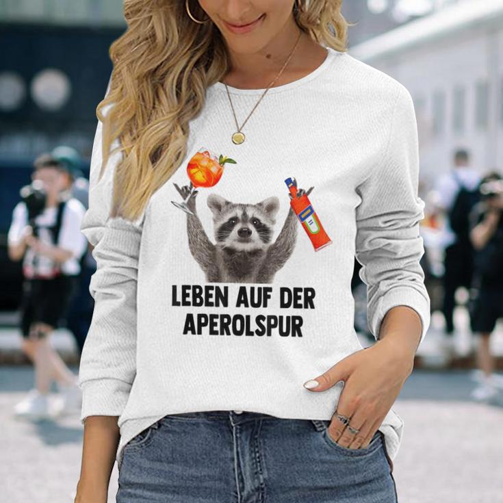 Leben Auf Der Aperolspur Raccoon Meme Racoon Pedro Spritz Langarmshirts Geschenke für Sie