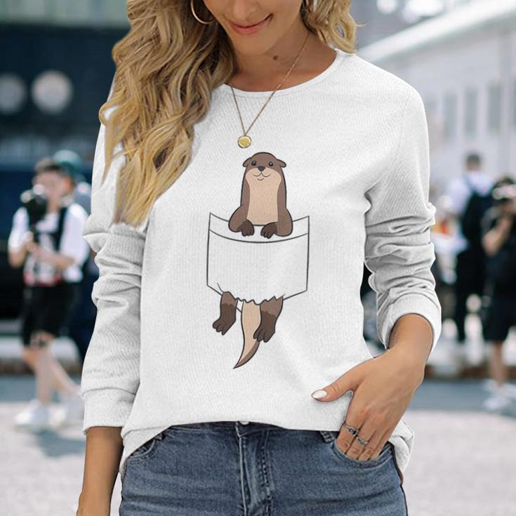 With Otter In Der Tasche Seeotter Liebe Otter Gray Langarmshirts Geschenke für Sie