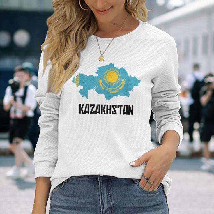 Republic Of Kazakhstan Flag Langarmshirts Geschenke für Sie