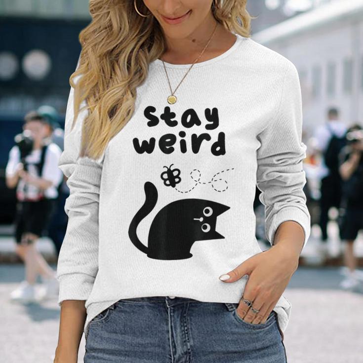 Stay Cat Gray Langarmshirts Geschenke für Sie