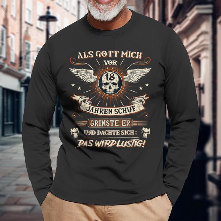 18Th Birthday Als Gott Michor 18 Jahre Schuf Grinste Er Grins Langarmshirts Geschenke für alte Männer