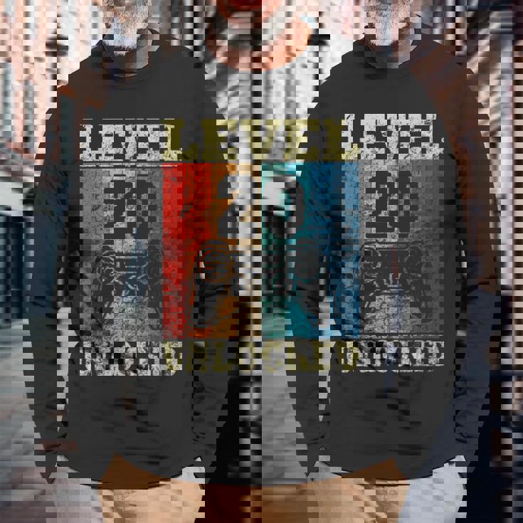 20 Cumpleaños Level Unlockedintage Para Jugadores Camiseta de manga larga Regalos para ancianos