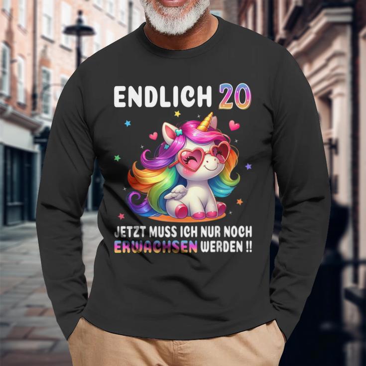 20 Geburtstag Geschenke Frau 20 Jahre Einhorn Party Outfit Langarmshirts Geschenke für alte Männer