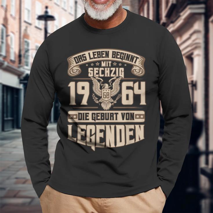 60Th Birthday Life Beginnt Mit 60 Jahrgang 1964 Anniversary Langarmshirts Geschenke für alte Männer