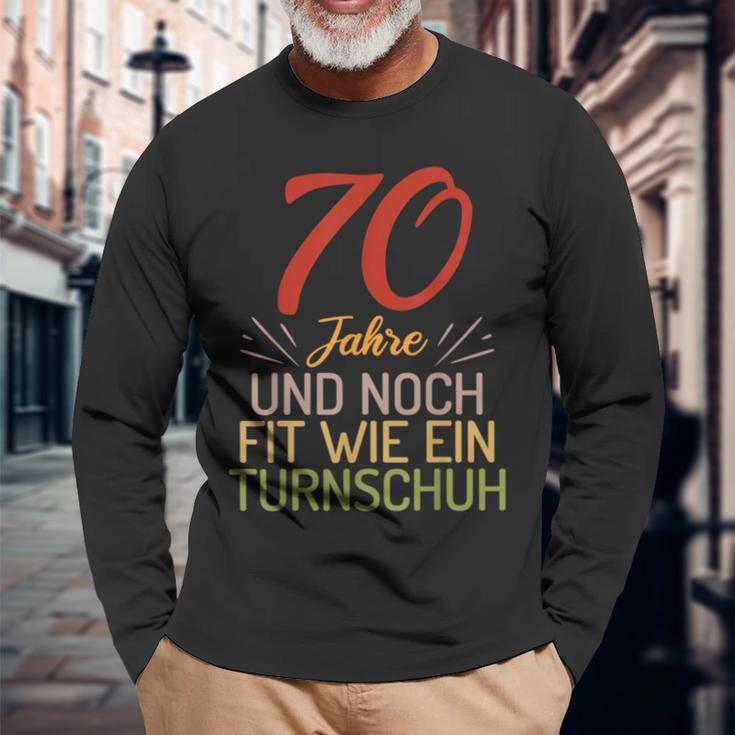 70 Jahre Und Noch Fit Wie Ein Trainschuh 70 Birthday S Langarmshirts Geschenke für alte Männer