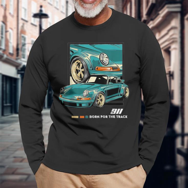 911 Gt3 Rs Silhouette Oldtimer Retrointage Car Langarmshirts Geschenke für alte Männer