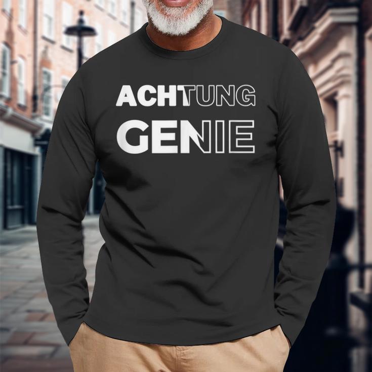 Achtung Genie Langarmshirts Geschenke für alte Männer