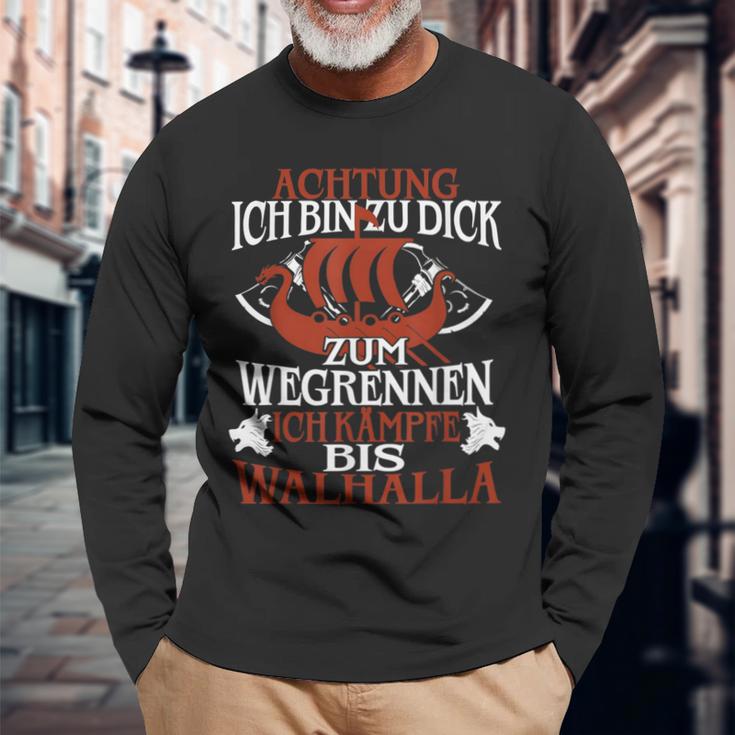 Achtung Ich Bin Zu Dick Zum Wegrenneniking Langarmshirts Geschenke für alte Männer